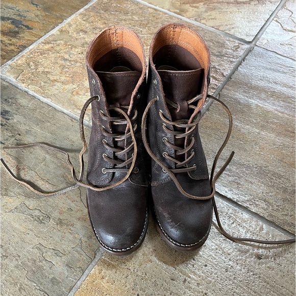 🍃💕FRYE Sabrina Waxed Suede All Leather Lace Up Bootie US 9.5 - Picture 9 of 16